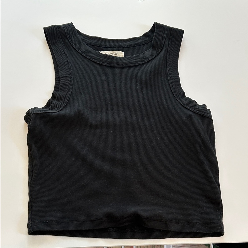 Madewell Supima Rib Crop Tank Black Size XS